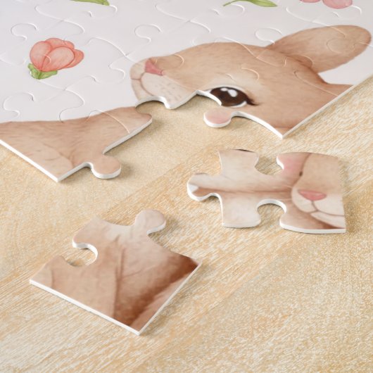 Puzzle Cute Bunny Floral Spring Pattern (Côté)
