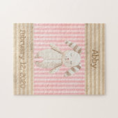 Puzzle Cute Bunny rose fille Keepsaké statistiques de nai (Horizontal)