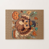 Puzzle Cute caricature Thanksgiving dinde et citrouille (Horizontal)