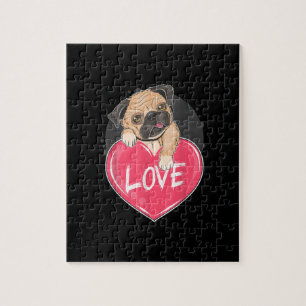 Puzzle Cute Carlin Coeurs de chien Carlin Cadeau de Saint