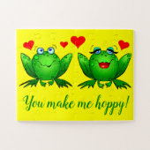 Puzzle Cute Cartoon Frogs Hearts Cheerful Colorful (Horizontal)