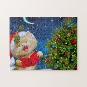 Puzzle Cute Cat à Santa Claus a dessiné