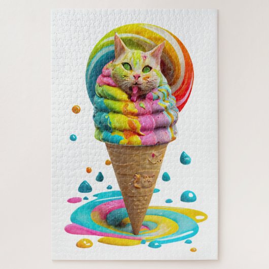 Puzzle Cute Cat Ice Cream Cone coloré (Vertical)