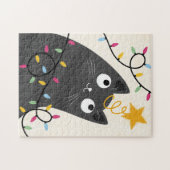Puzzle Cute cat with lights and tree-topper Christmas (Horizontal)
