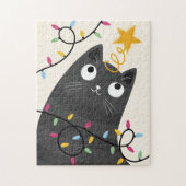 Puzzle Cute cat with lights and tree-topper Christmas (Vertical)