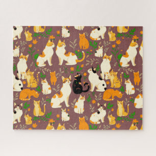 Puzzle Cute Cats sur un café Arrière - plan Brown