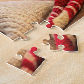Puzzle Cute chat allongé sur une confortable couverture d (Côté)