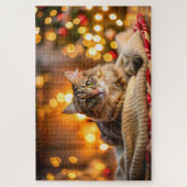 Puzzle Cute chat allongé sur une confortable couverture d (Vertical)