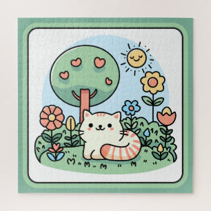 Puzzle Cute Chat Dans Un Jardin Doodart