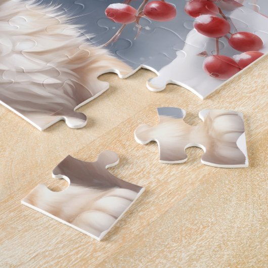 Puzzle Cute chat Kitten hiver Noël Nom personnalisé (Côté)