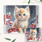 Puzzle Cute chat Kitten hiver Noël Nom personnalisé
