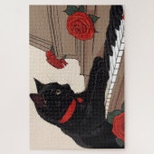 Puzzle Cute Chat Noir Jouer Piano (Vertical)