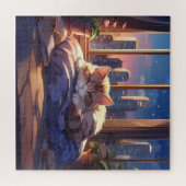 Puzzle Cute chat se relaxant près de la fenêtre (Horizontal)