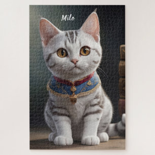 Puzzle Cute chaton à air court américain avec grands yeux
