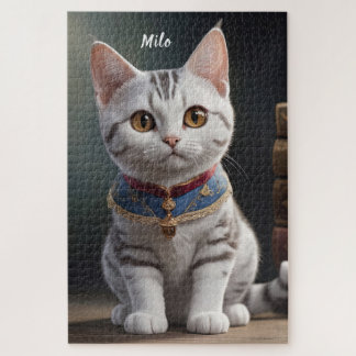 Puzzle Cute chaton à air court américain avec grands yeux