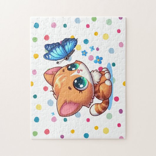 Puzzle Cute chaton/chat et papillon (Vertical)