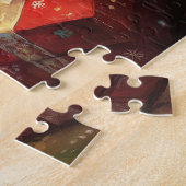 Puzzle Cute chaton dormant sous un sapin de Noël (Côté)