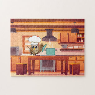 Puzzle Cute Chef Owl Cuisine en cuisine