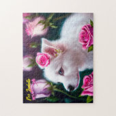 Puzzle Cute Chien Et Collection Rose (Vertical)