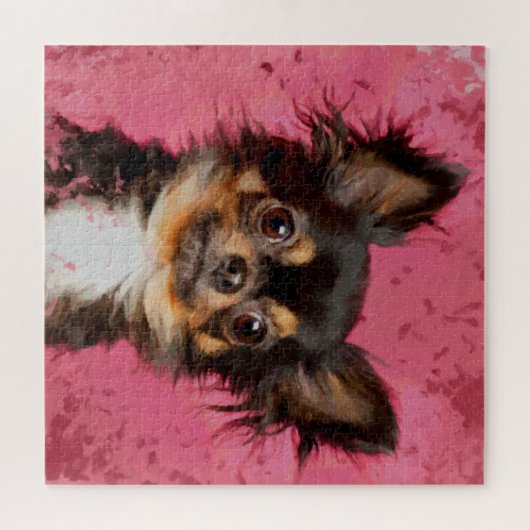 Puzzle Cute Chihuahua Portrait sur pastel fuchsia (Horizontal)