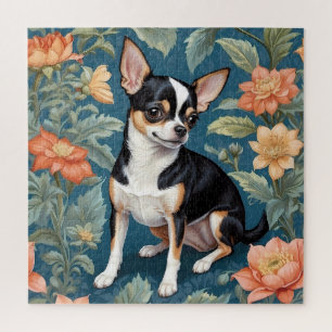 Puzzle Cute Chihuahua William Morris Inspiré Floral