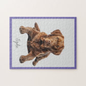 Puzzle Cute Chocolat personnalisé Labrador Retriever (Horizontal)