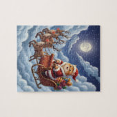 Puzzle Cute Christmas Kitten and Reindeer  (Horizontal)