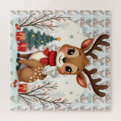 Puzzle Cute Christmas Reindeer Scene Snowy Forest (Horizontal)