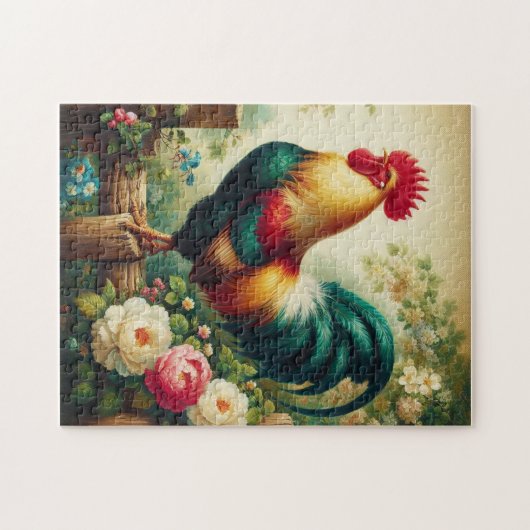 Puzzle Cute coq rustique/vintage (Horizontal)
