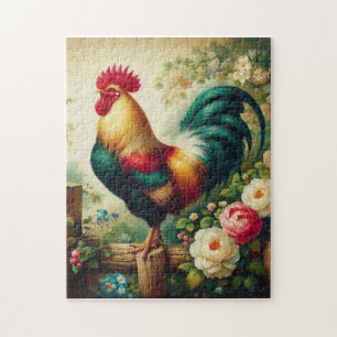 Puzzle Cute coq rustique/vintage