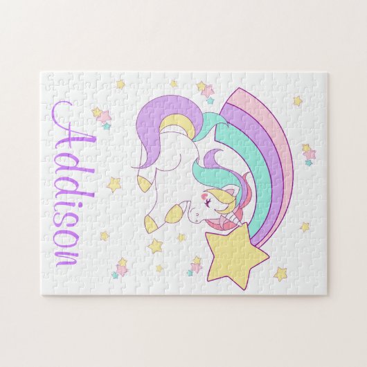 Puzzle Cute Custom Personalized Magical Rainbow Unicorn (Horizontal)