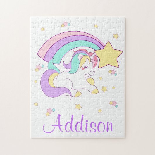 Puzzle Cute Custom Personalized Magical Rainbow Unicorn (Vertical)