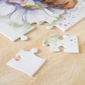 Puzzle Cute Dachshund chiot Aquarelle florale Chien (Côté)