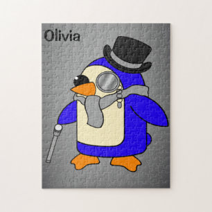 Puzzle Cute dessin animé pingouin gris neutre