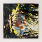 Puzzle Cute dog walking in the forest (Horizontal)