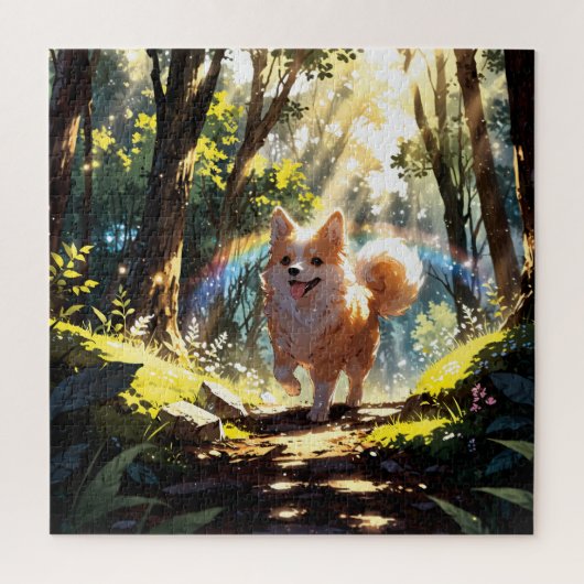 Puzzle Cute dog walking in the forest (Vertical)