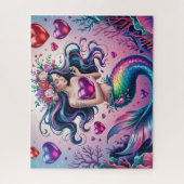 Puzzle Cute Fantasy Mermaid With Hearts (Vertical)