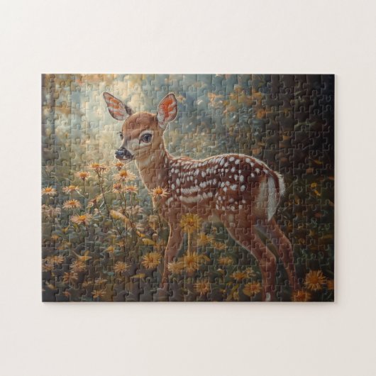 Puzzle Cute Fawn dans la forêt (Horizontal)