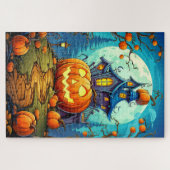Puzzle Cute Festive Haunted House | Bonne Halloween (Horizontal)