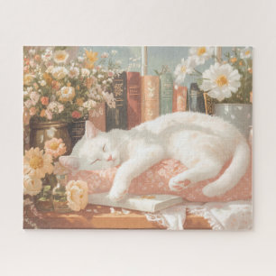 Puzzle Cute Floral Chat et Livres