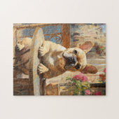 Puzzle Cute Frenchie Paris Café Peinture à l'huile (Horizontal)