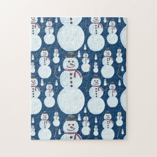 Puzzle Cute Frosty Blue Snowman Motif d'aquarelle (Vertical)