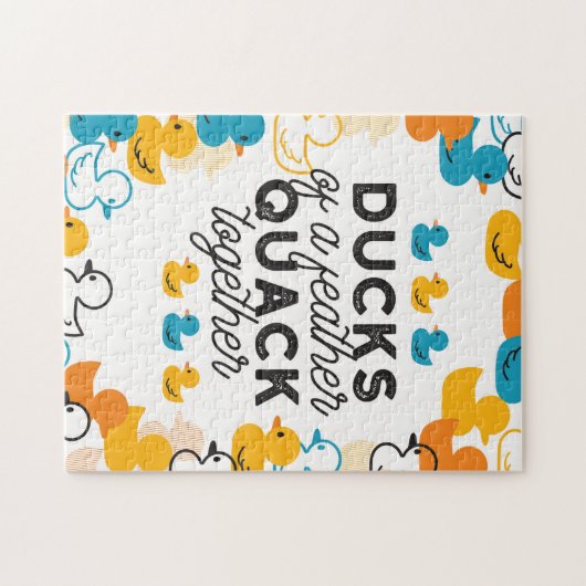 Puzzle Cute Funny Ducks Puns Quote (Horizontal)