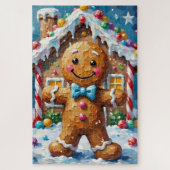 Puzzle Cute Gingerbread Man Cheerful Christmas Cookie Art (Vertical)