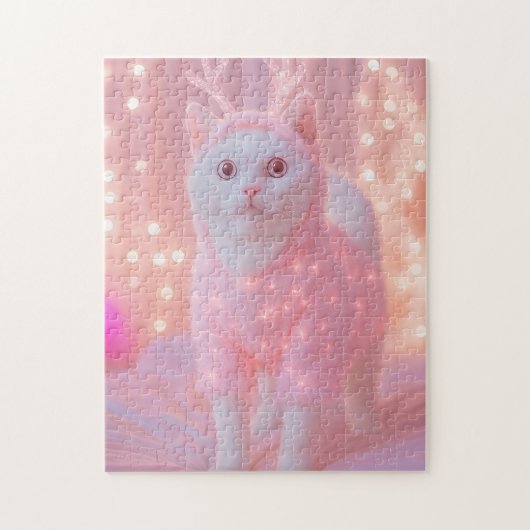 Puzzle Cute Glowing Reindeer Kitty Winter Fantasy         (Vertical)