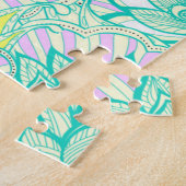 Puzzle Cute green yellow floral pattern ceramic tile (Côté)