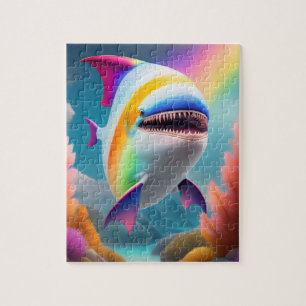 Puzzle Cute Gros Requin Aux Couleurs Arc-En-Ciel