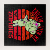 Puzzle Cute Halloween Chillin' with My Zombies Teddy Bear (Horizontal)