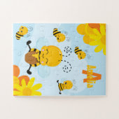 Puzzle Cute Happy Bumble Bee with Flowers (Horizontal)