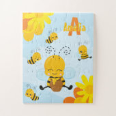Puzzle Cute Happy Bumble Bee with Flowers (Vertical)